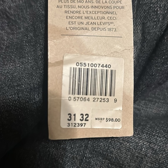 Dark Grey Mens Distressed Levi’s Denim - Picture 5 of 5